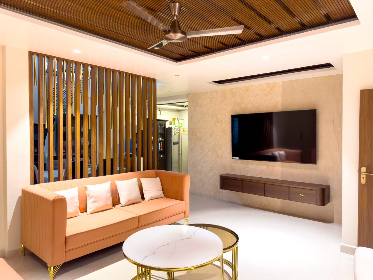 Elegant living room designed by Sawariya Interiors