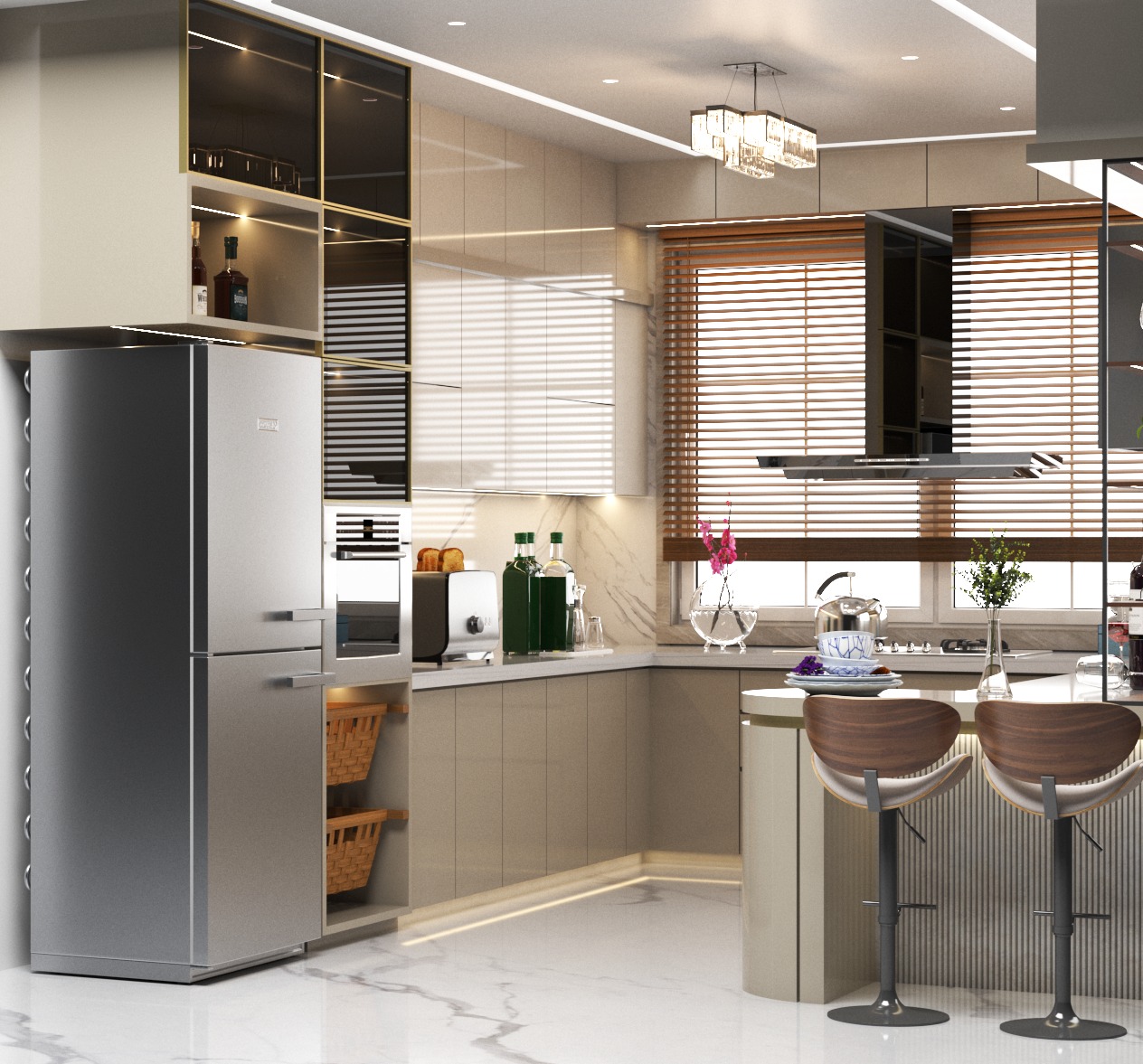 Warm Tone Kitchen — Kitchen interior in Indore
